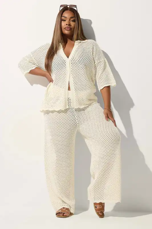 Crochet Scallop Edge Trousers - Yours