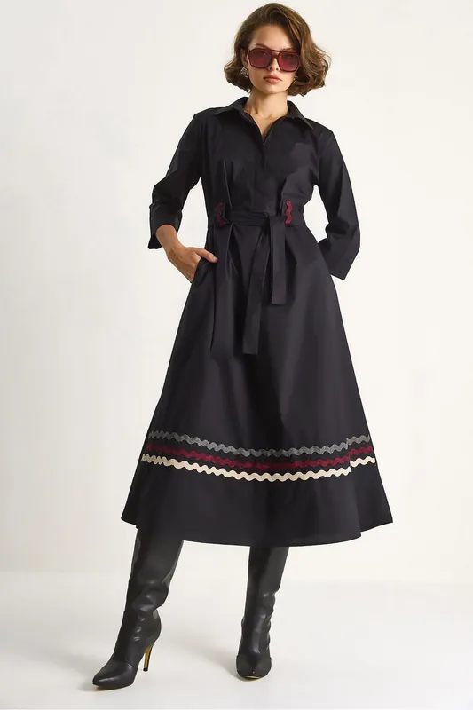 Embroidered Midi Dress - Bianco Lucci