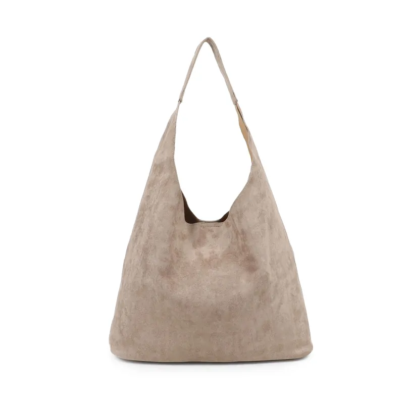 2In1 Faux Suede Tote Bag with Large Pouch Crossbody Handbag - Kitise