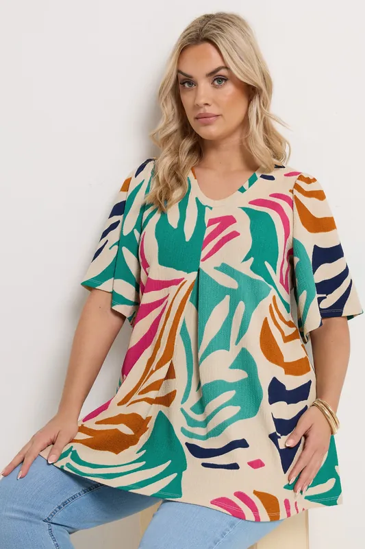Abstract Textured Pleated Front Top - Yours