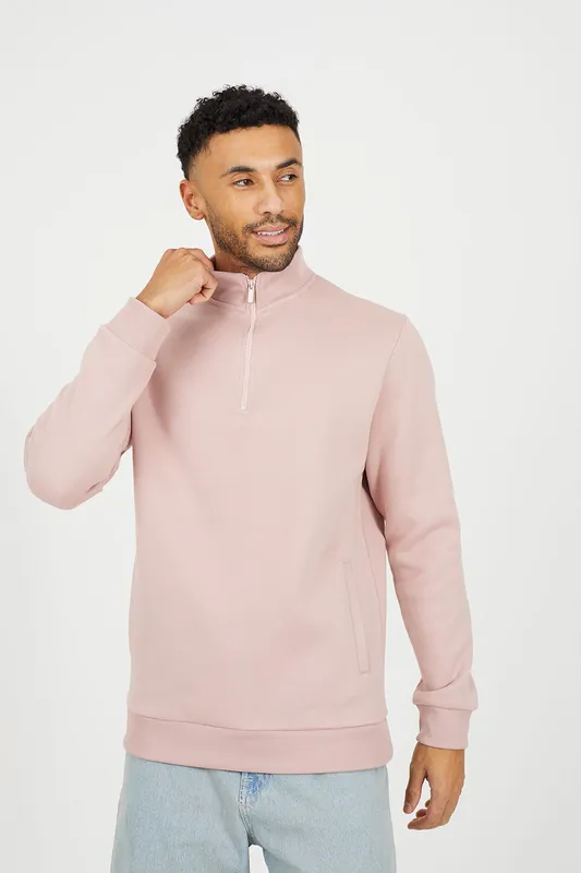 Funnel Neck 1/4 Zip Sweatshirt - Brave Soul