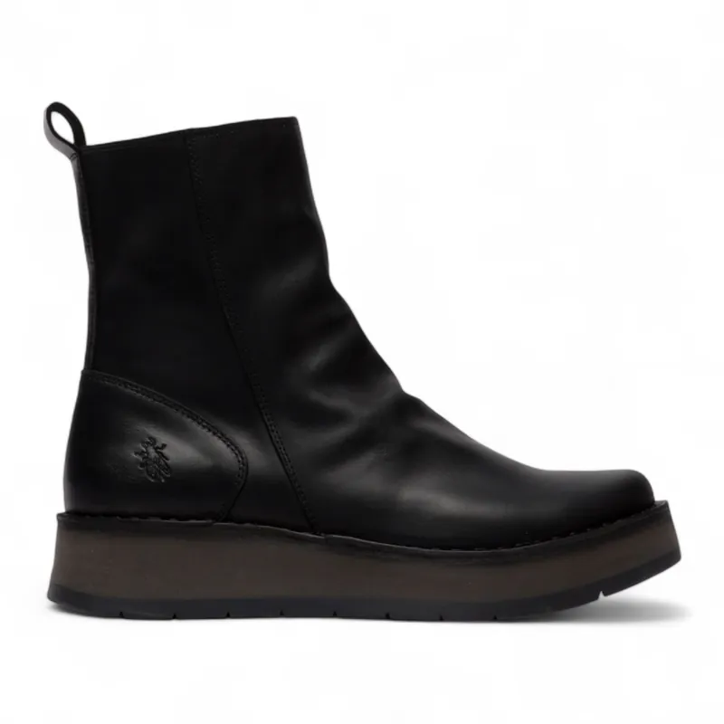 Fly London RENO053FLY Leather Zip Up Platform Comfort Ankle Boots - Infinity Leather