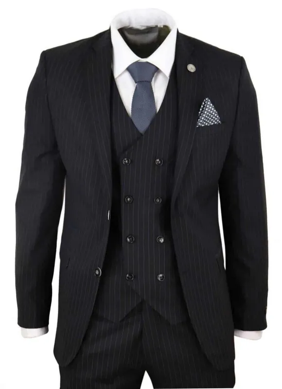 3 Piece Pinstripe Retro Suit - Infinity Leather