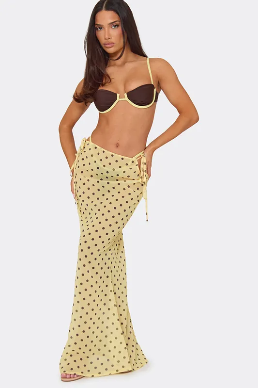 Fishtail Polka Dot Low Rise Maxi Skirt - EGO