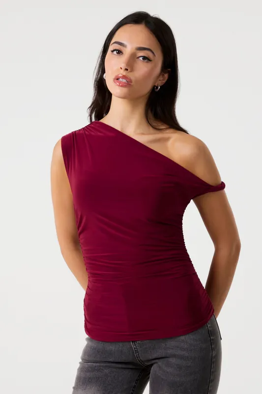Wine Twist Shoulder Top - Pink Vanilla