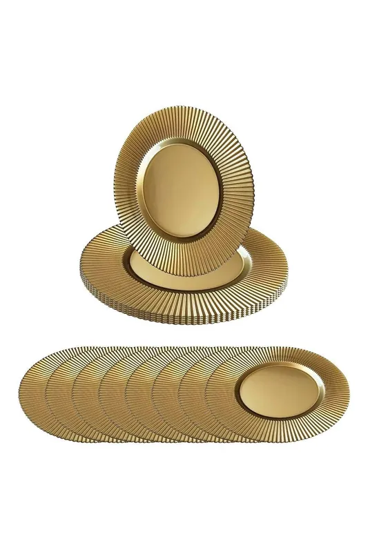 33cm Set of 12 Charger Plates with Ribbed Edge for Dinner Table Decoration - Neel Blue