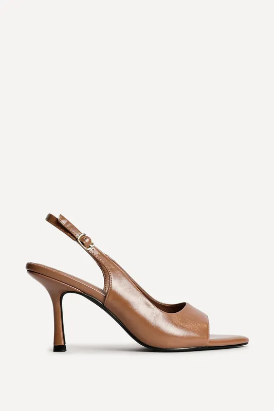 Tokyo Camel Faux Leather Peep Toe Heels - Linzi