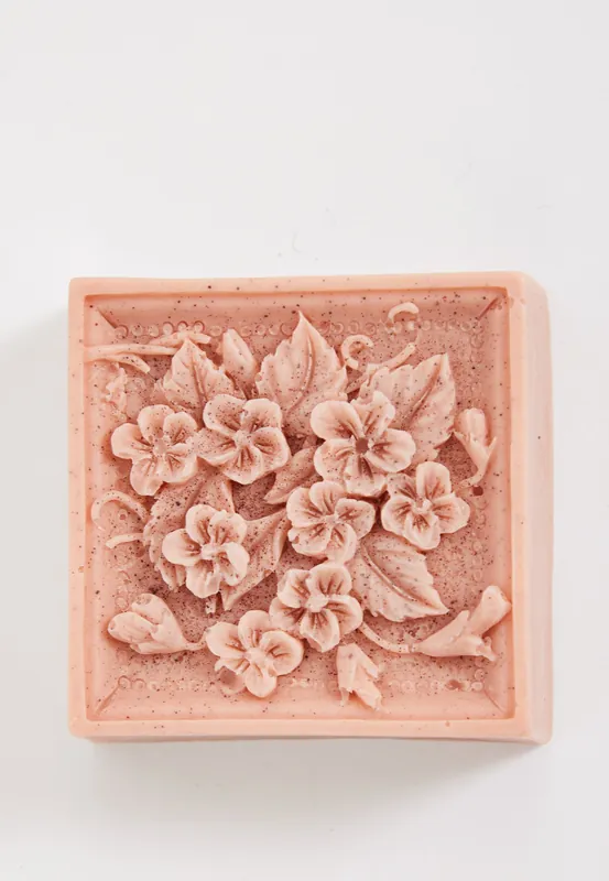Rose Clay Flowers Square Floral Soap - Liquorish