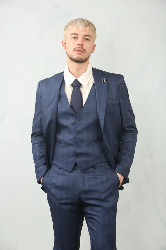Men's 3 Piece Prince Of Wales Suit Workwear - Infinity Leather