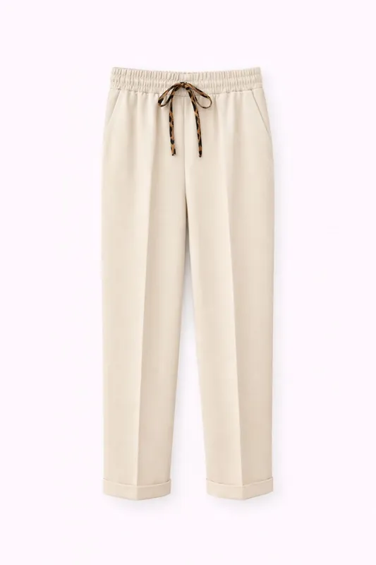 Elastic Waist Cigarette Leg Pants - MixRay