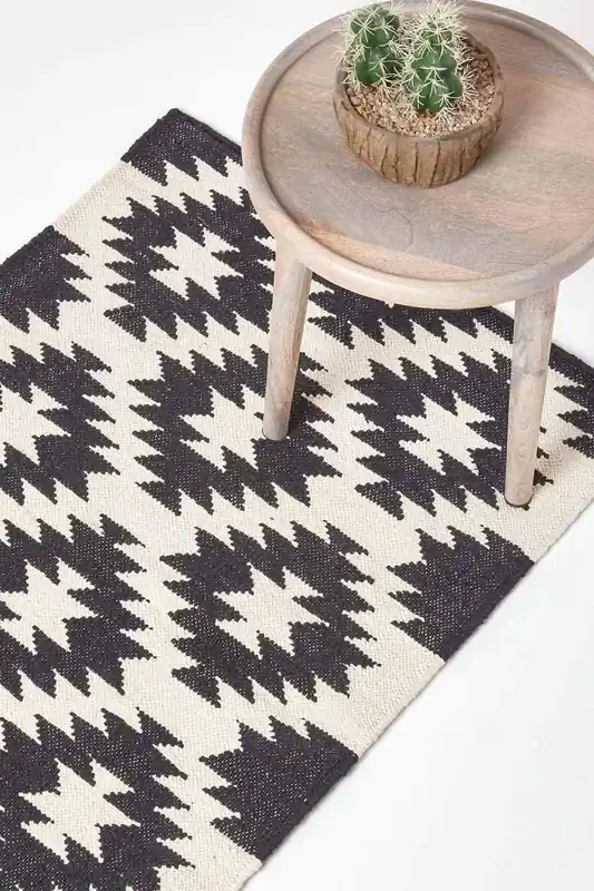 Zurich Handwoven Cotton Pattern Kilim Hall Runner, 66 x 200 cm - Homescapes