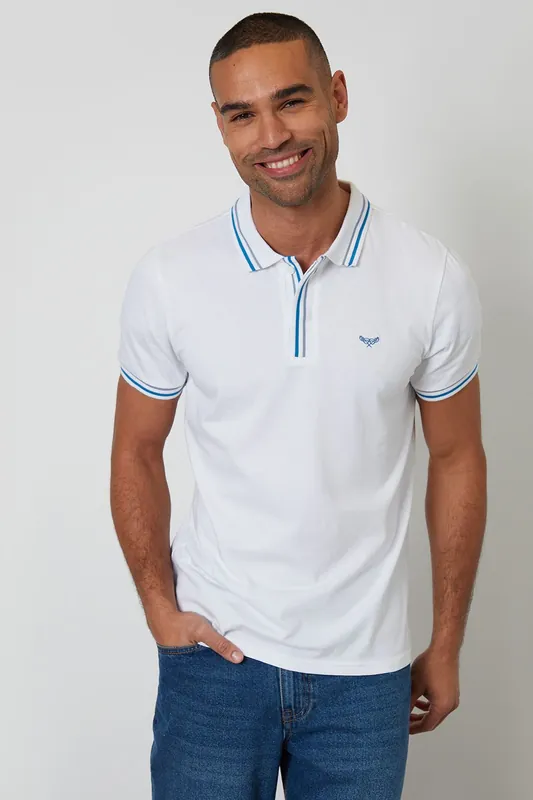 Contrast Tipping Cotton Jersey Polo Shirt - Threadbare