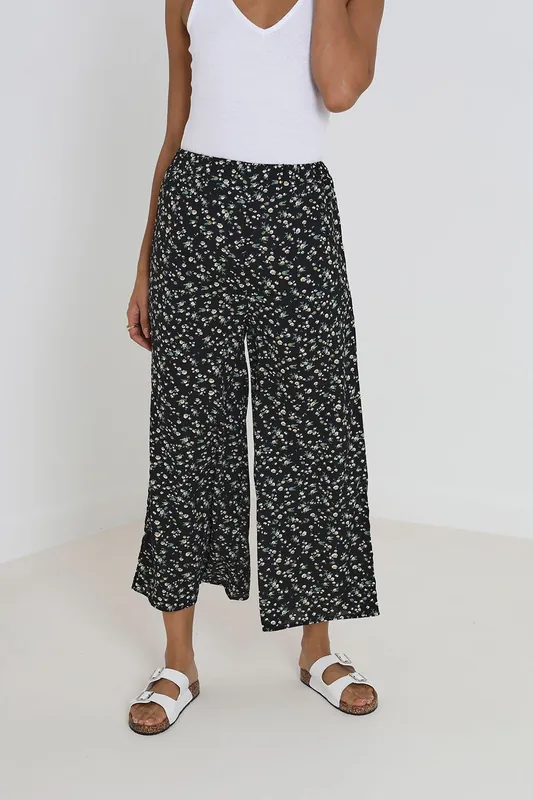 Wide Leg Elasticated Waist Floral Trousers - Brave Soul