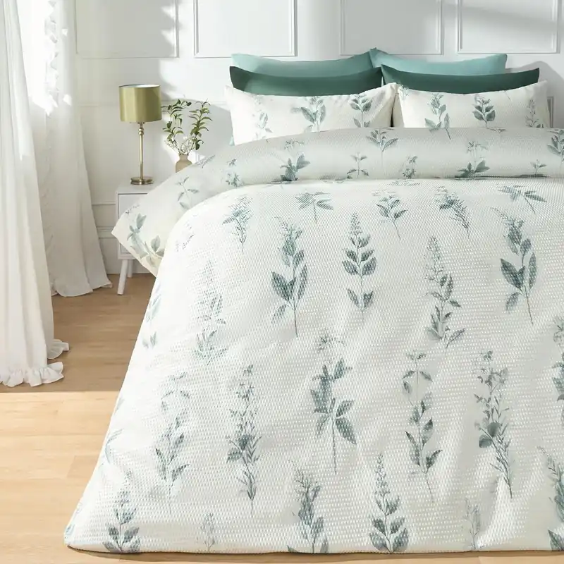 Botanics Embossed Bedding Set Waffle Duvet Cover with Pillowcase - OHS