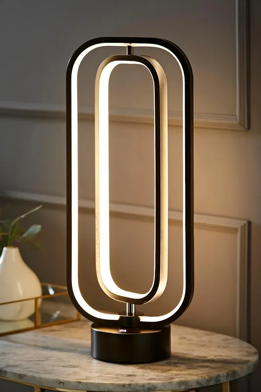 Infinity Matte Black Revolving Integrated LED Table Lamp - ValueLights