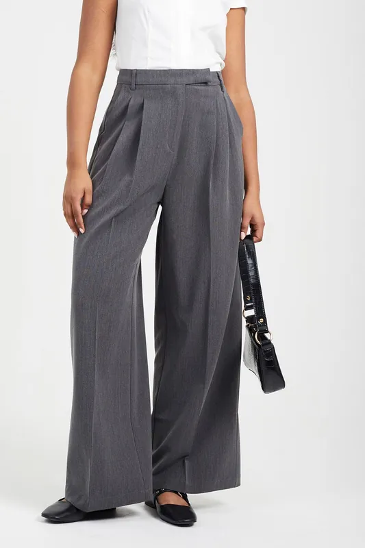 Wide Leg Trousers With Pleat Details - Brave Soul