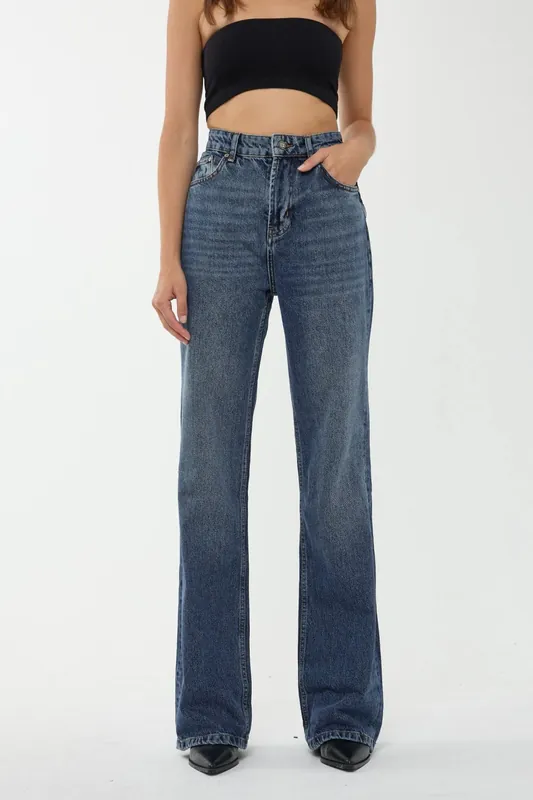 High Waist Straight Leg Jeans - Hiccup