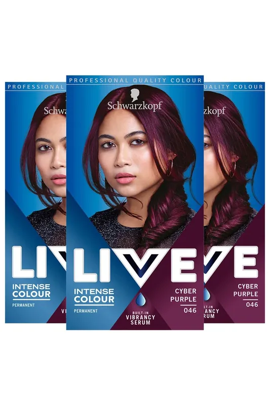 Live Intense Permanent 'Hair Dye' with Serum Cyber Purple 3x - Schwarzkopf
