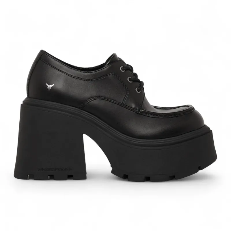 Leather Ankle Boots Chunky Platform Lace-Up Shoes