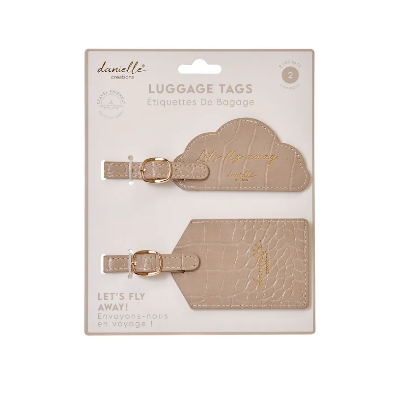 Travel Taupe Luggage Tags - Danielle Creations