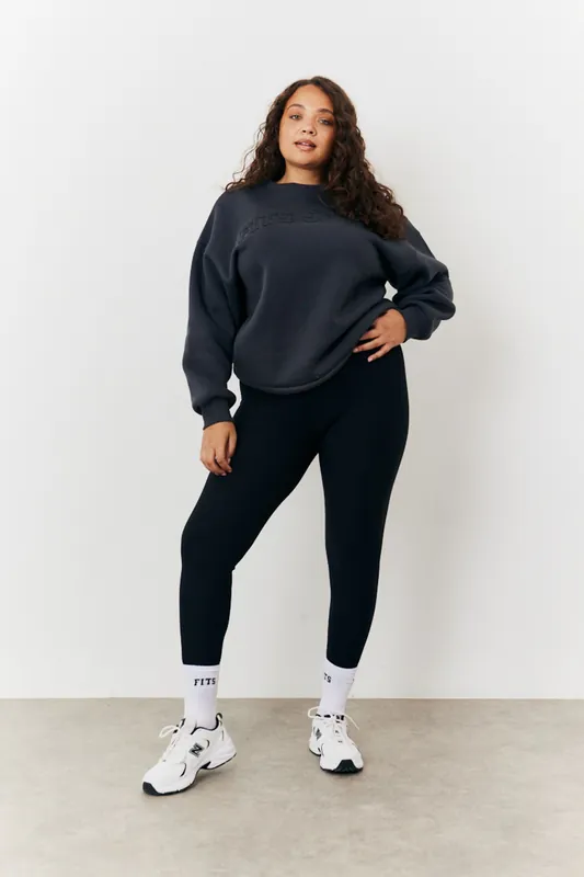 Charcoal Distressed Fits Oversized Sweater - In The Style