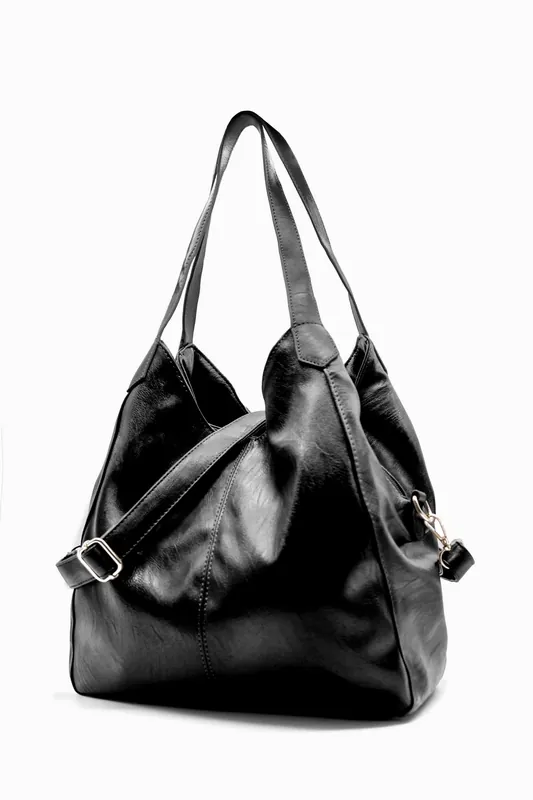 Large Slouch Triple Compartments Shoulder Bag - Kitise