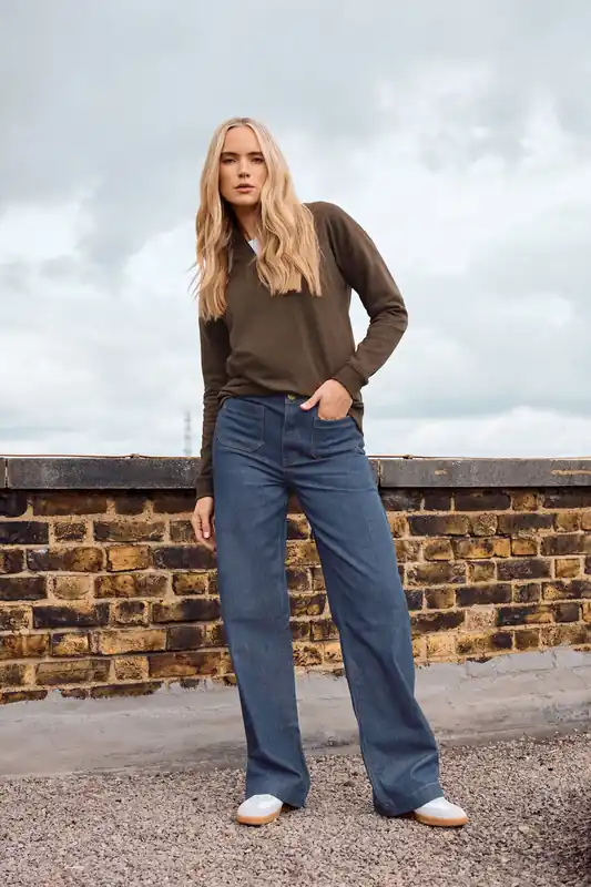 Tall Pocket Detail Wide Leg Jeans - Long Tall Sally