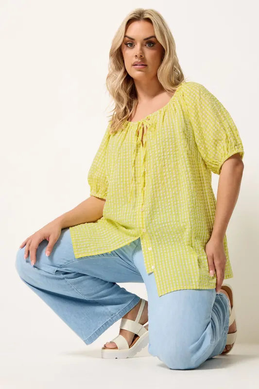 Gingham Puff Sleeve Blouse - Yours