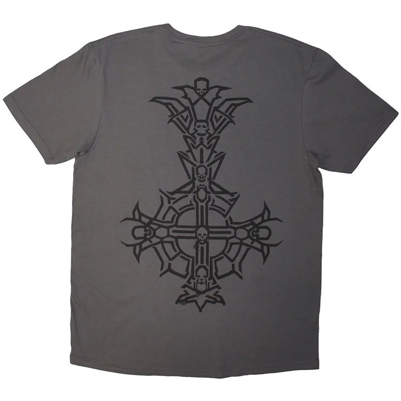Chrome Band Logo Grucifix Outline T Shirt - Ghost