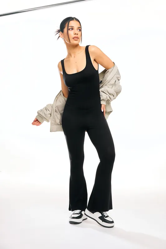 Petite Jersey Flared Jumpsuit - PixieGirl