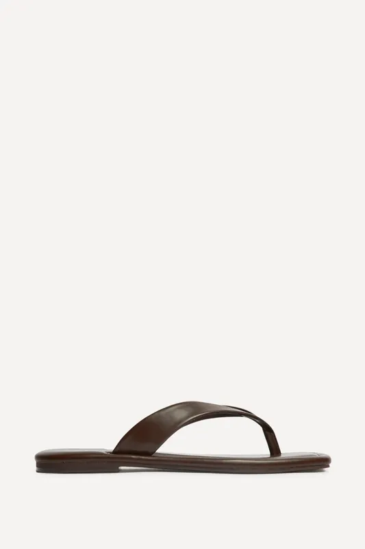 Element Brown Toe Post Flat Sandals - Linzi
