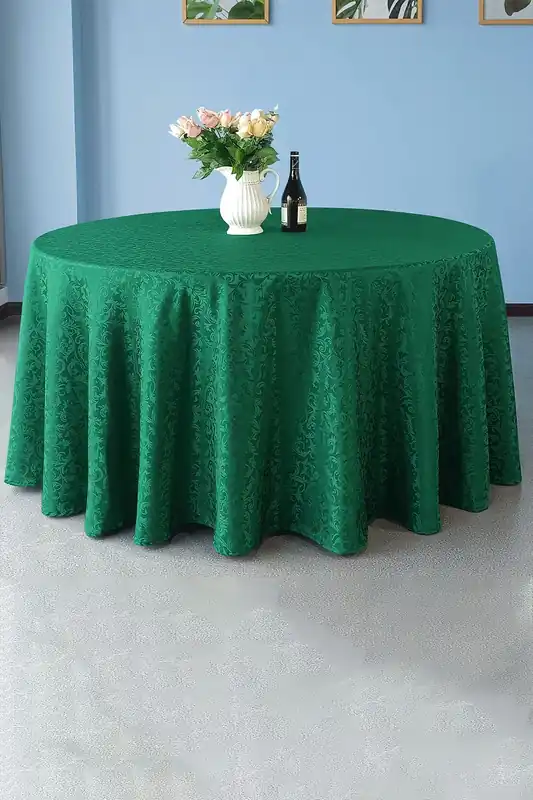 90" Round Damask Tablecloth, Swirl Pattern Table Cover - Neel Blue