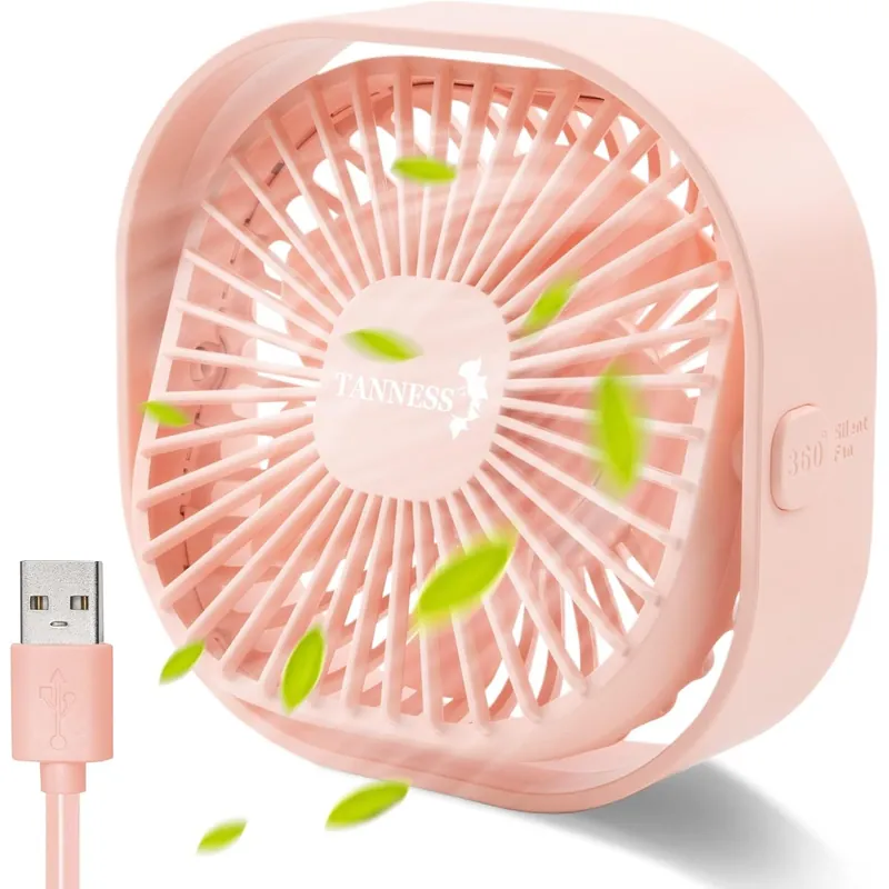 USB Desk Fan - Portable Quiet Cooling Fan - Compact Fan - Pink