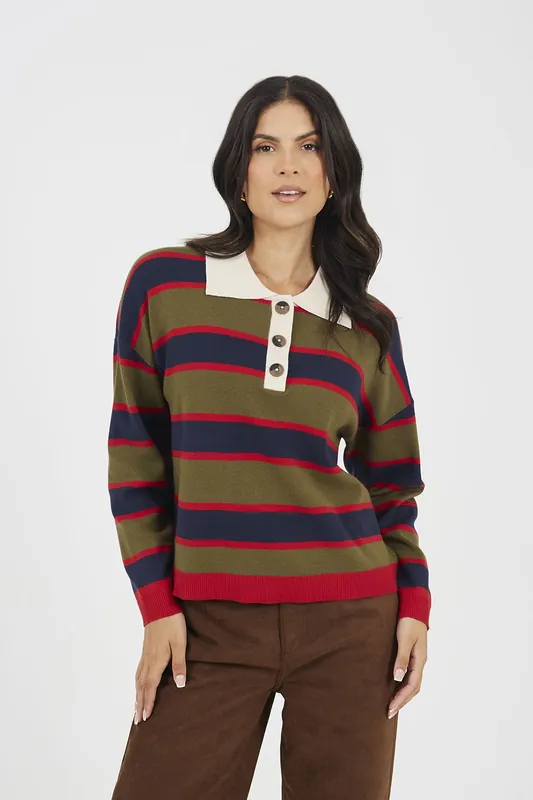 Rubgy Stripe Knitted Jumper - Brave Soul