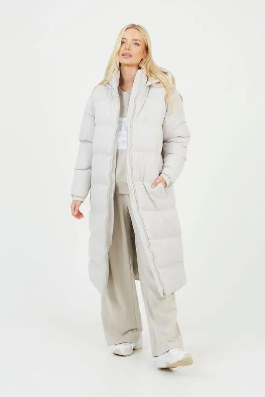 Maxi Hooded Puffer Jacket with Detachable Sleeves - Brave Soul