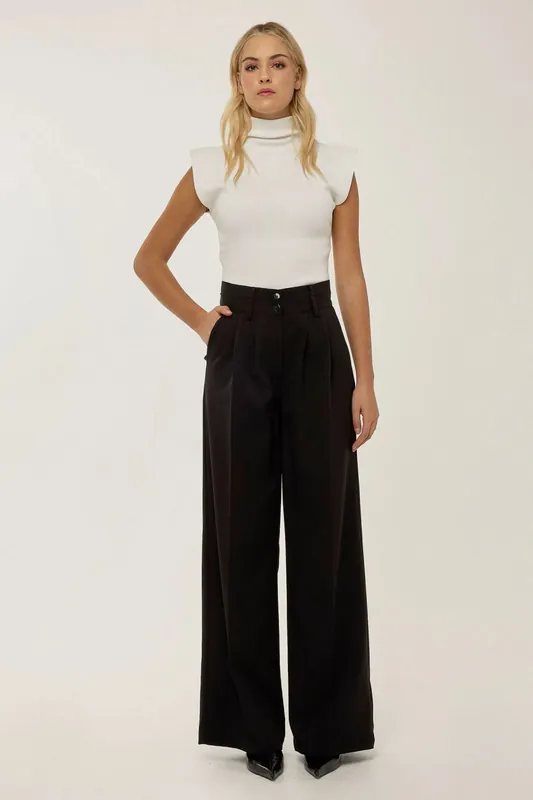 Wide Leg Double Waisted Pants - Hiccup