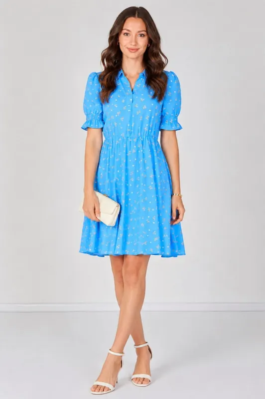 Sky Blue Ditsy Floral Tea Dress - Love Sunshine
