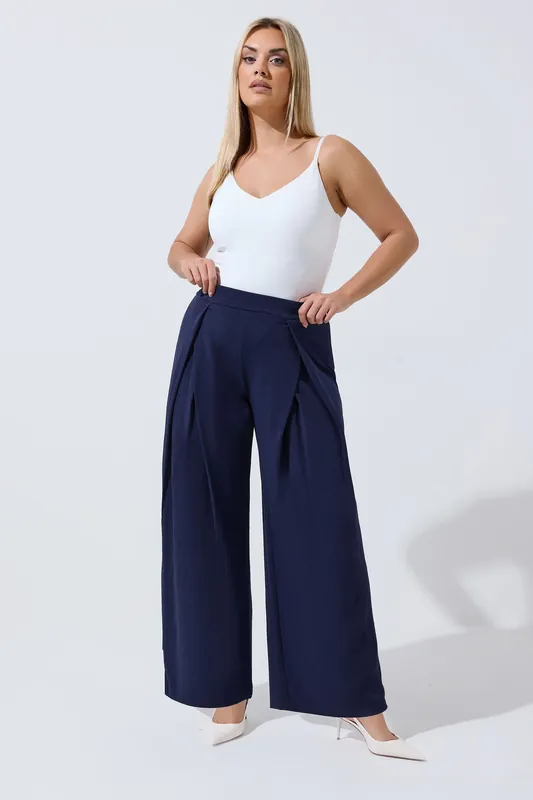 Pleated Wide Leg Trousers - Yours