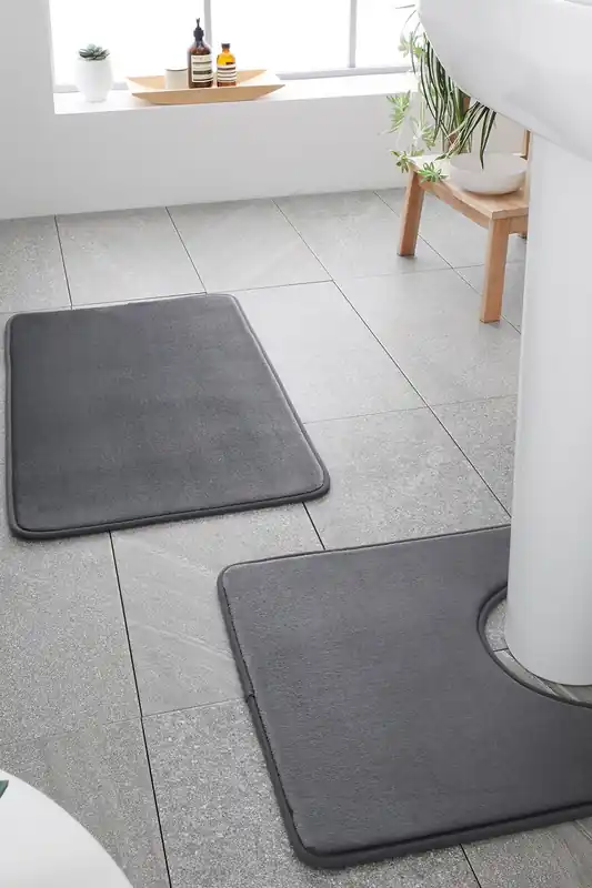 Anti- Bacterial Memory Foam' Bath and Pedestal Mat Set
