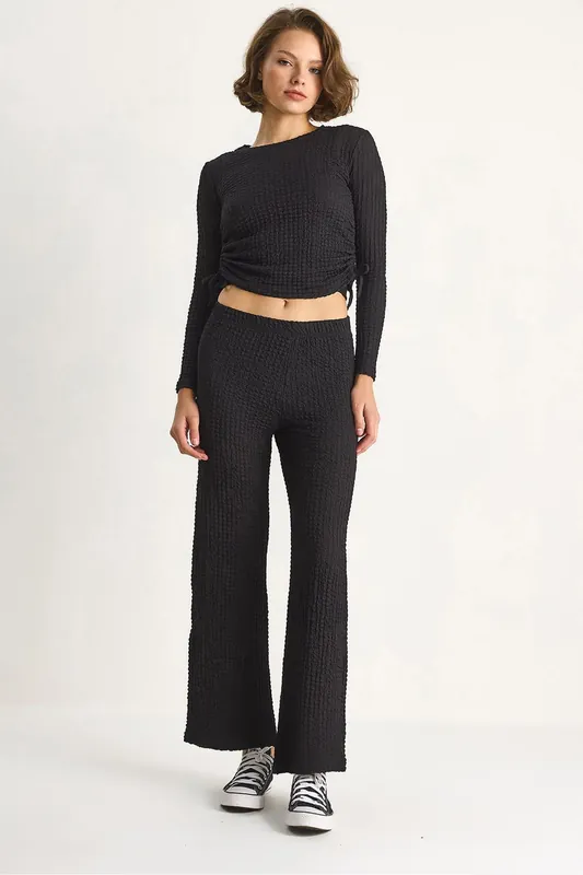 Fitted Two-Piece Coord Set with Flared Pants