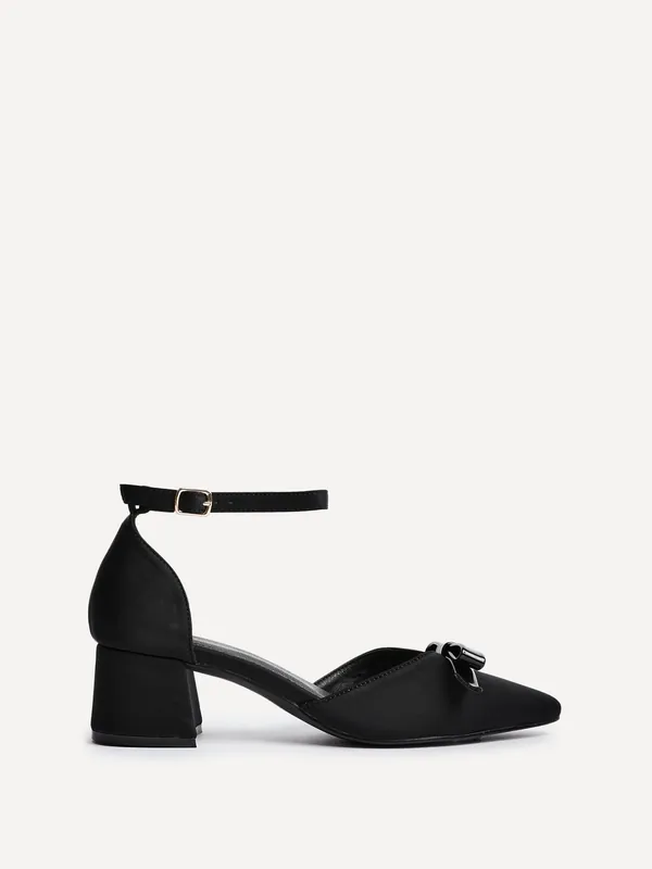 Orla Black Scuba Low Block Court Heel - Linzi