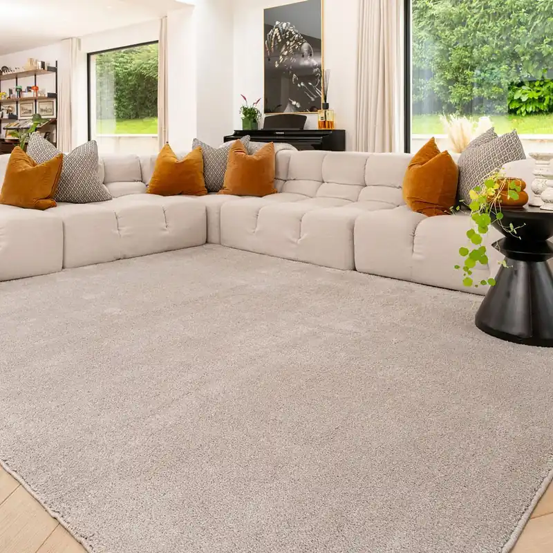 Machine Washable Shaggy Rug Silver Grey Fluffy Bedroom Carpet Mat - Kukoon