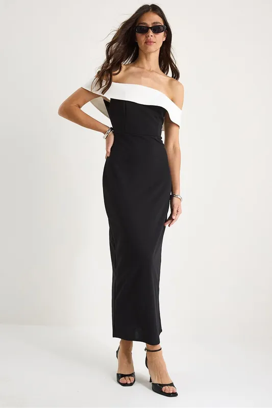 Maxi Bodycon Strapless Dress with Zipper - Bianco Lucci