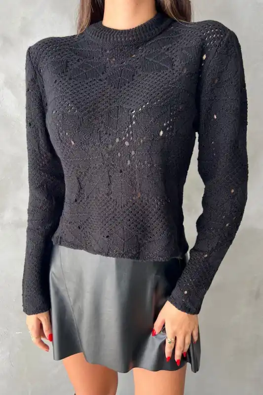 Crew Neck Cropped Sweater with a Lace Up Back - Hiccup