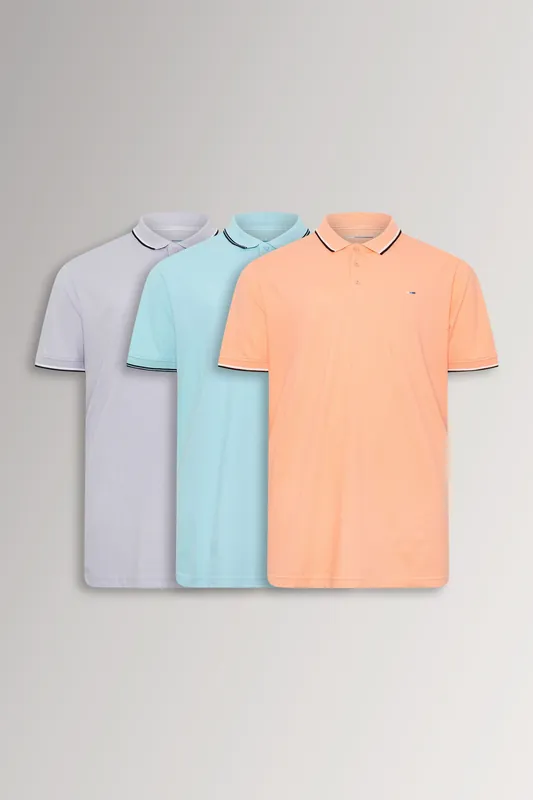3 Pack Tipped Polo Shirts - BadRhino