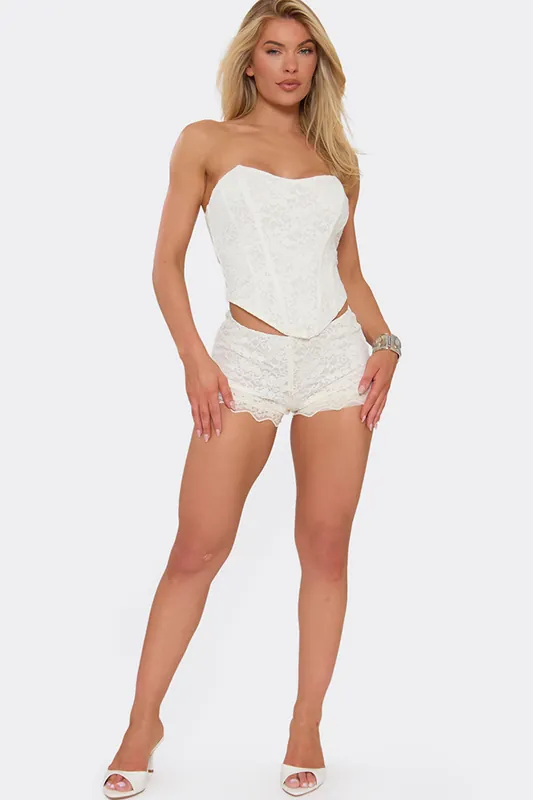 Lace Mid Rise Mini Shorts - EGO