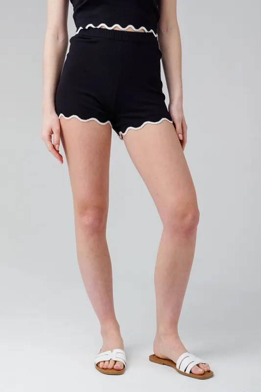 High Waisted Knit Shorts With Elasticated Waistband - Influence