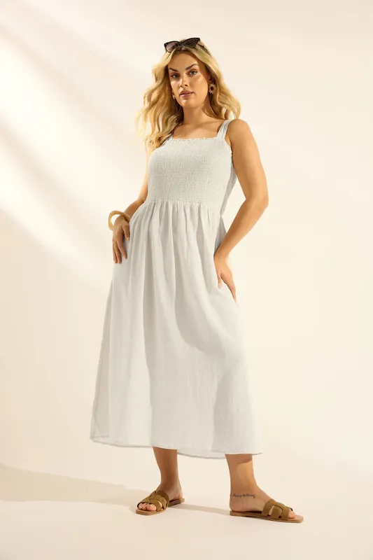 Shirred Linen Maxi Dress - Yours