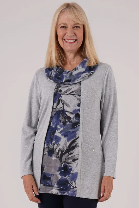 Blur Floral Mock Cowl Neck Top - Tigi