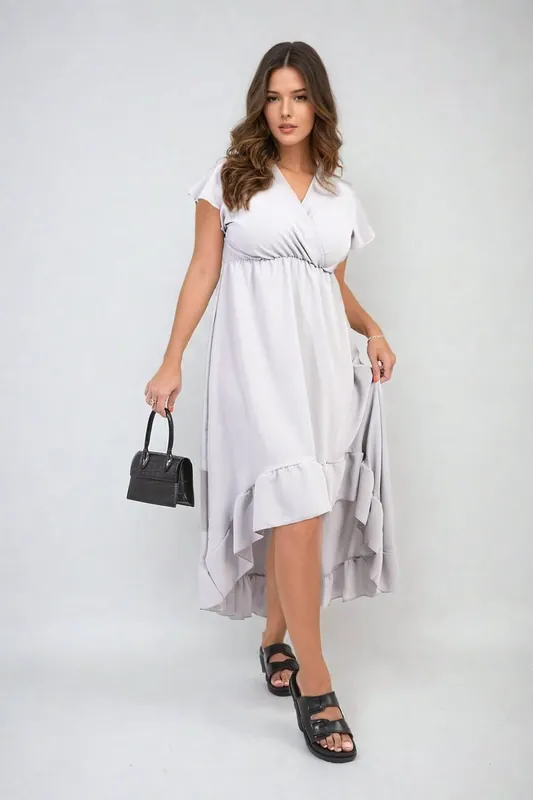 Catalina High Low Ruffle Hem Maxi Dress - IKRUSH